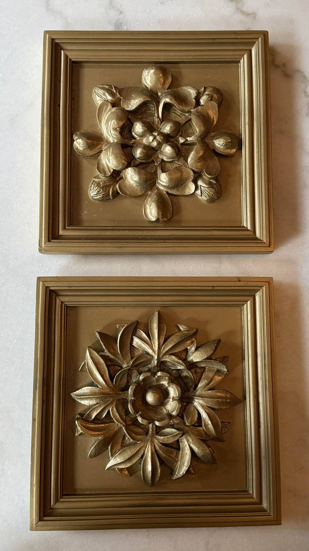 Gold Plaster Trivet Duo