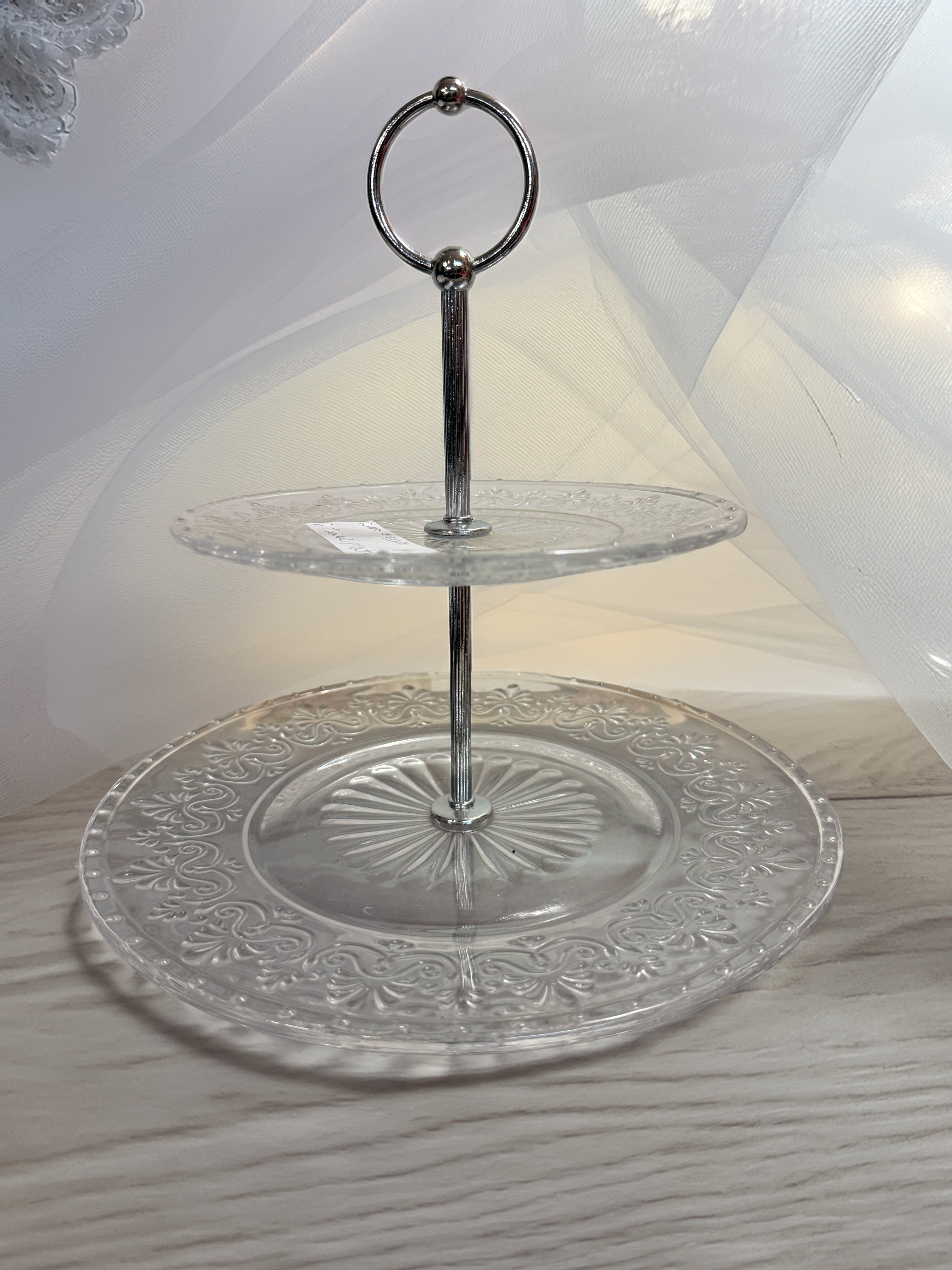 Two-tiered Glass Serving Stand