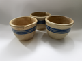 Set of 3 Vintage Blue Stripe Stoneware Crocks