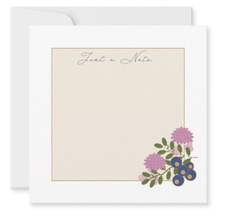 Set of 6 Flat Square "Just a Note" Note Cards with Envelopes-Verdant Ridge Stationery Collection