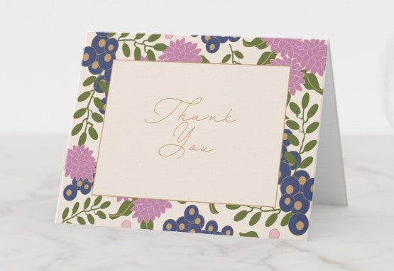 Set of 6 Verdant Ridge Stationery Collection Blank Folded Thank You Notes and Envelopes