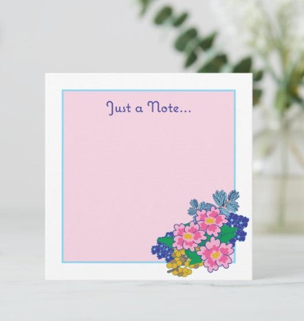 Set of 6 Flat Square "Just a Note..." Goldenrod Grove Stationery Collection Note Cards and Envelopes — vintage item from Guest House Vintage Treasures (view 1)