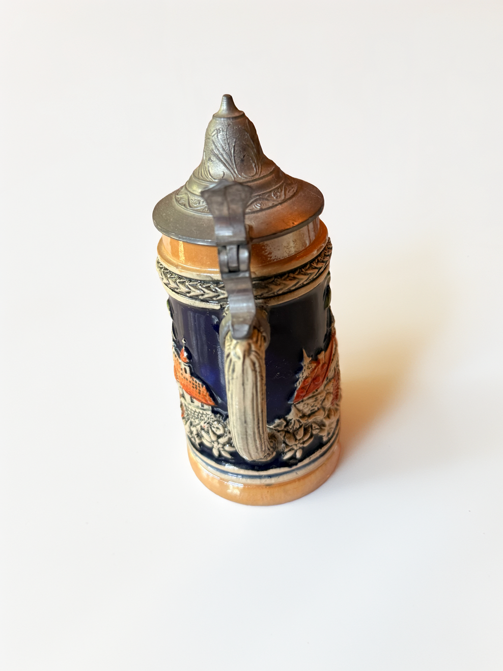 Small German Beer Stein – Pewter‑Lidded Vintage Keepsake