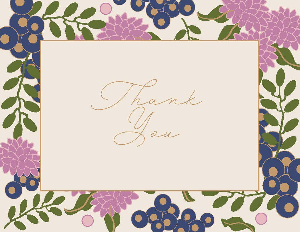 Set of 6 Verdant Ridge Stationery Collection Blank Folded Thank You Notes and Envelopes