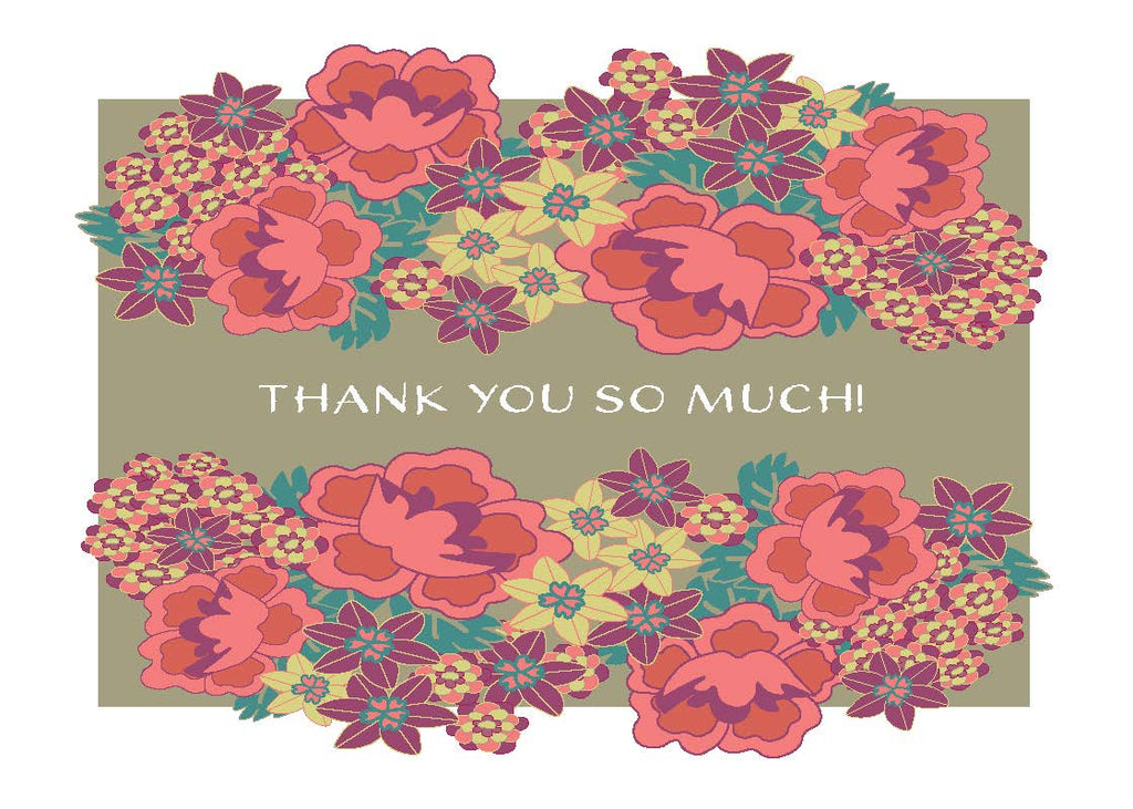 Set of 6 Ochre Glen Stationery Collection Blank Folded Thank You Cards and Envelopes
