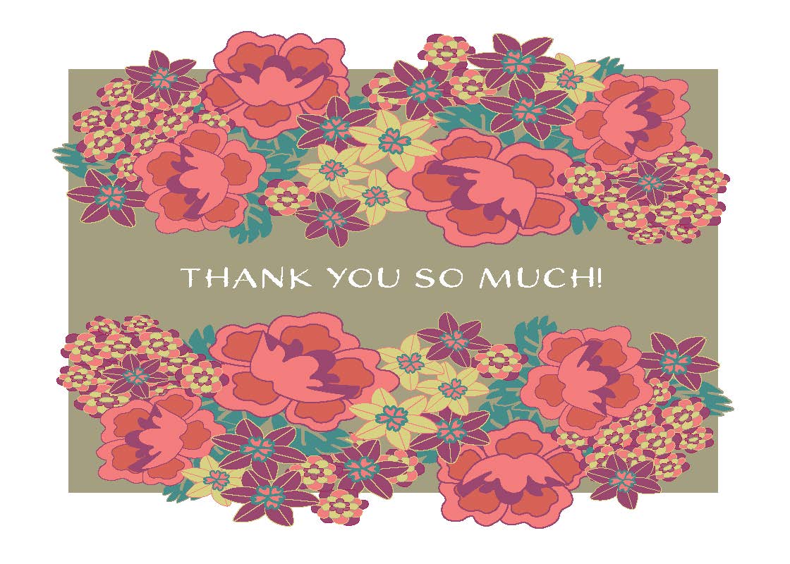 Set of 6 Ochre Glen Stationery Collection Blank Folded Thank You Cards and Envelopes