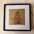 Framed Sprouting Bulb Mixed Media Sketch