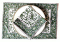 Set of Six Green and White Block Printed Placemats and Napkins — vintage item from My Store (view 1)