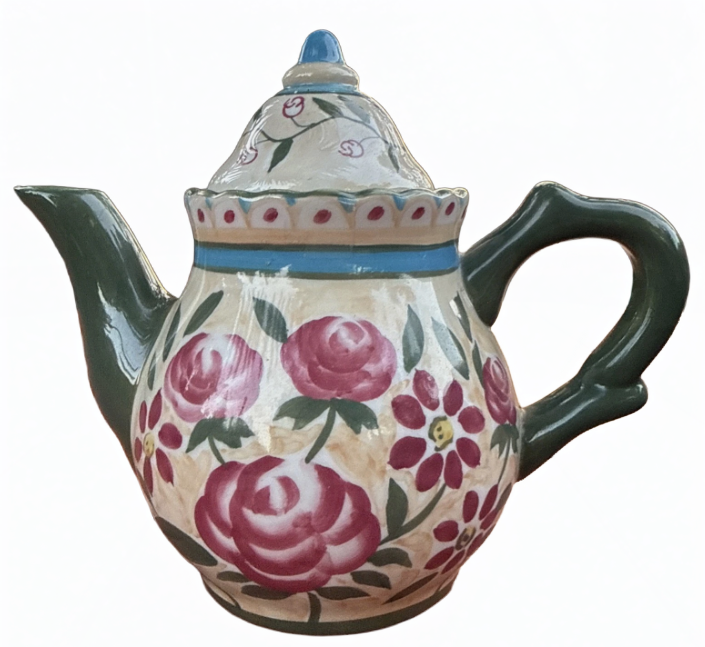 Flowers, Inc Balloons Handpainted Tea Pot — vintage item from Guest House Vintage Treasures (view 1)
