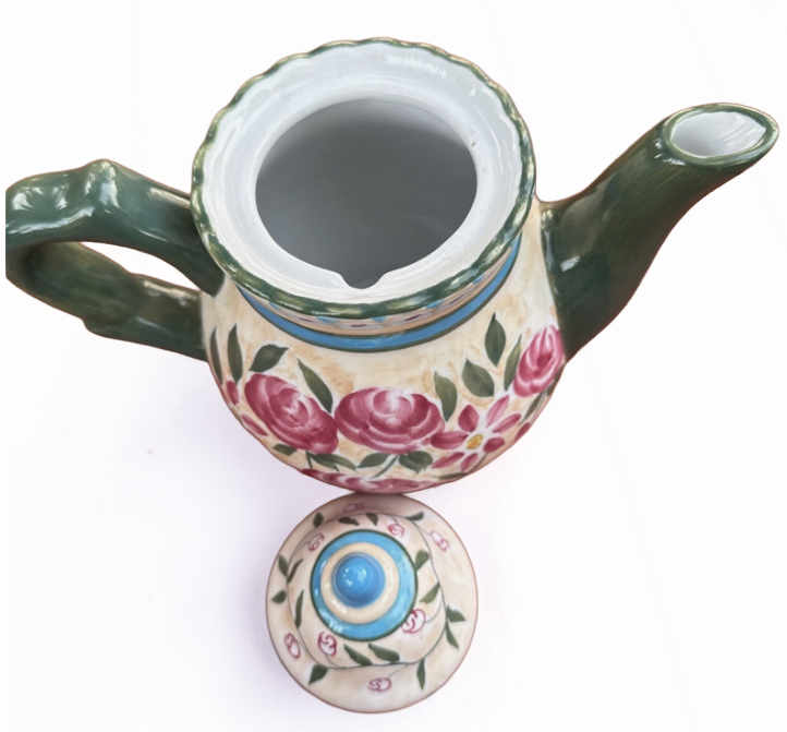 Flowers, Inc Balloons Handpainted Tea Pot — vintage item from Guest House Vintage Treasures (view 2)