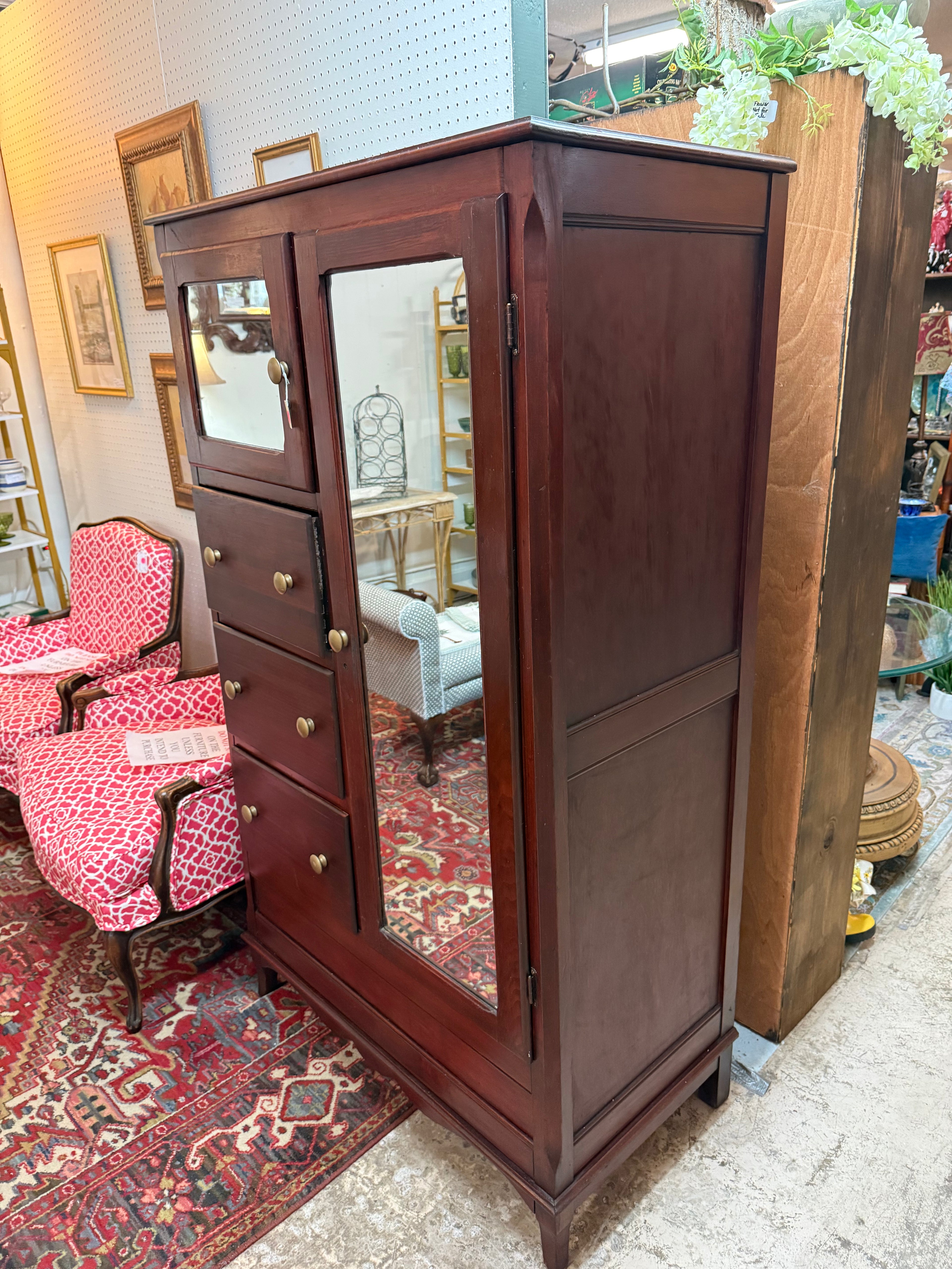 Chifforobe Wardrobe with Mirrored Doors & Drawer Storage — vintage item from Guest House Vintage Treasures (view 2)