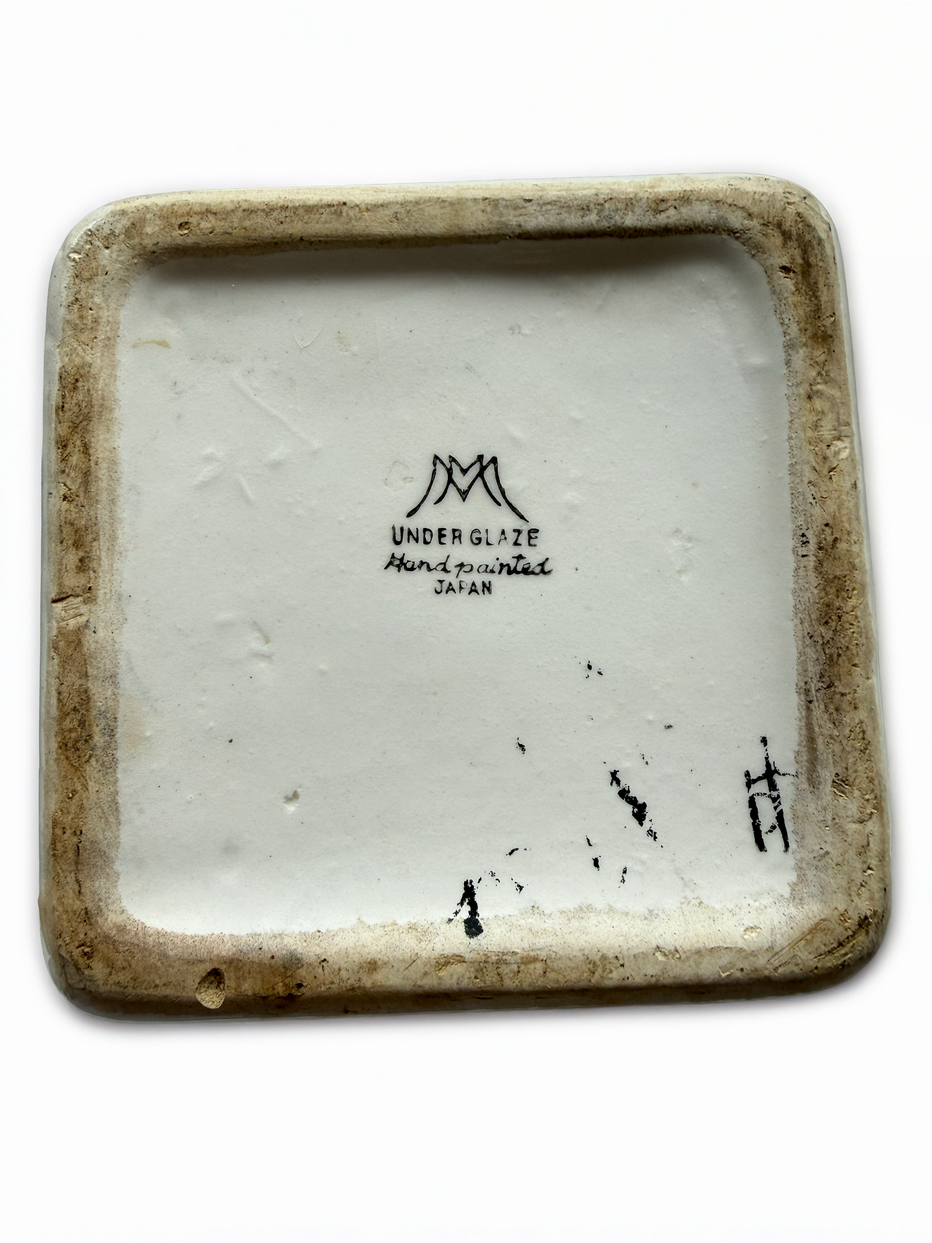 Vintage Ceramic Japanese Basket with Bamboo Handle