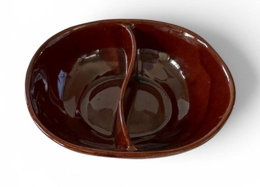 Marcrest Divided Bowl-Daisy Dot Pattern