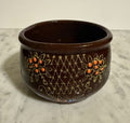 Vintage Japanese Moriage Cup/Dish | Brown Redware Pottery with Hand-Painted Floral Design