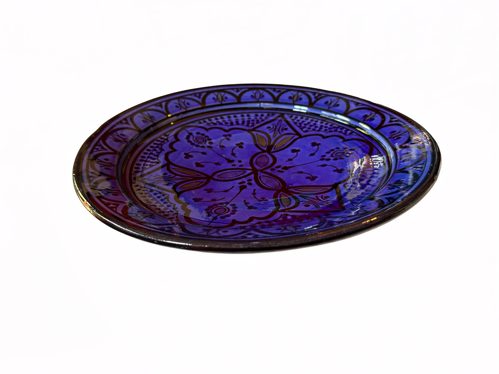 Traditional Moroccan Blue Serving or Display Plate – Hand‑Painted Artisan Craft
