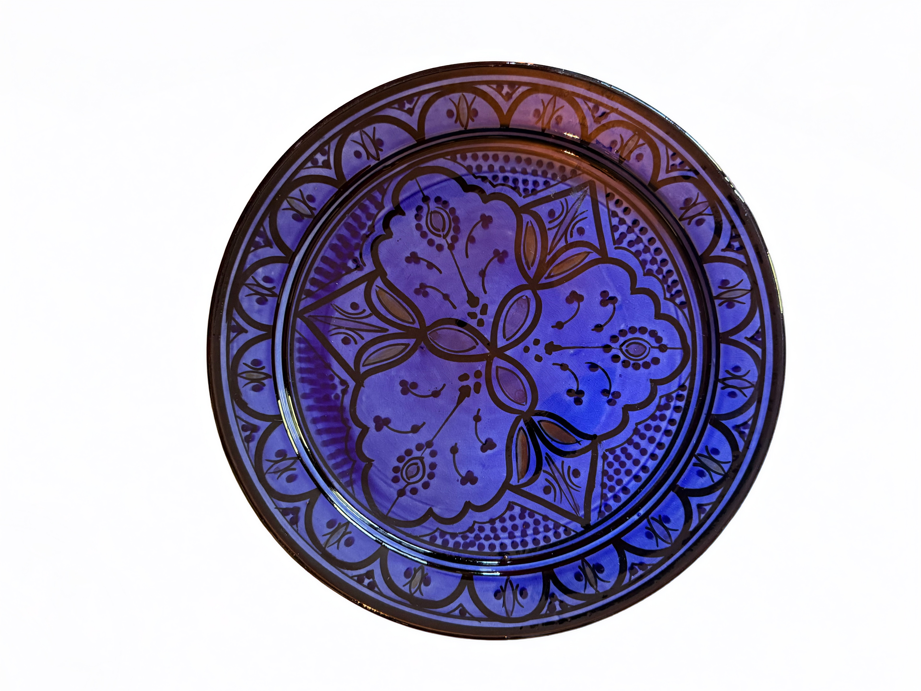 Traditional Moroccan Blue Serving or Display Plate – Hand‑Painted Artisan Craft