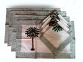 Set of Four Hand Block Printed Palm Tree Cotton Placemats with Napkins — vintage item from Guest House Vintage Treasures (view 1)