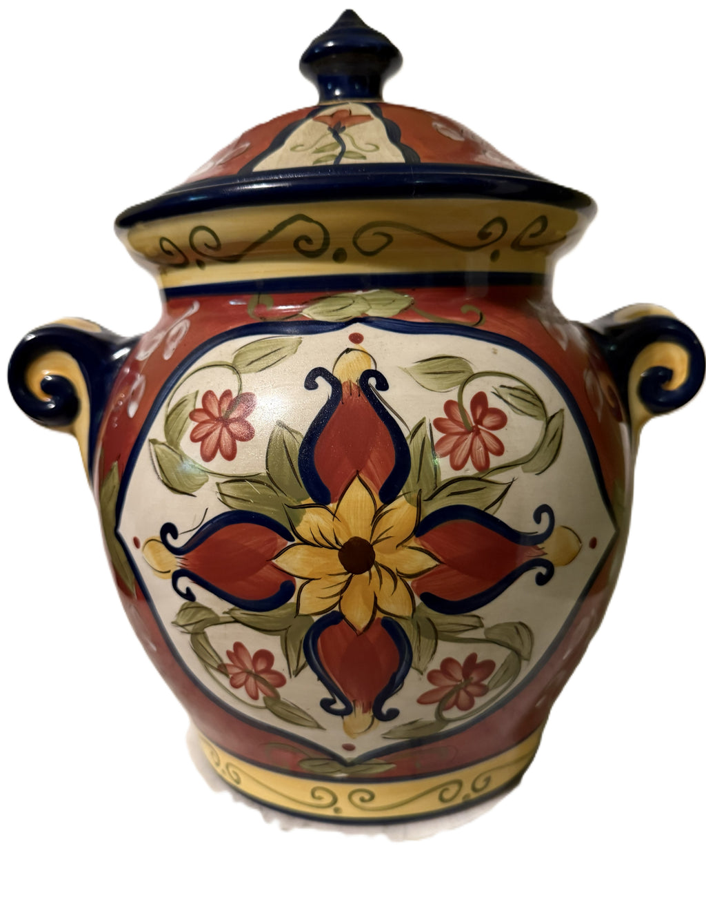 Vintage Pier 1 Vallarta Hand-Painted Covered Jar