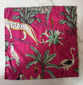 Hand Block Printed Cotton Napkin Pink Jungle Safari Cloth Napkins Zebra Leopard Table Linens Reusable Eco Friendly Dinner Napkins