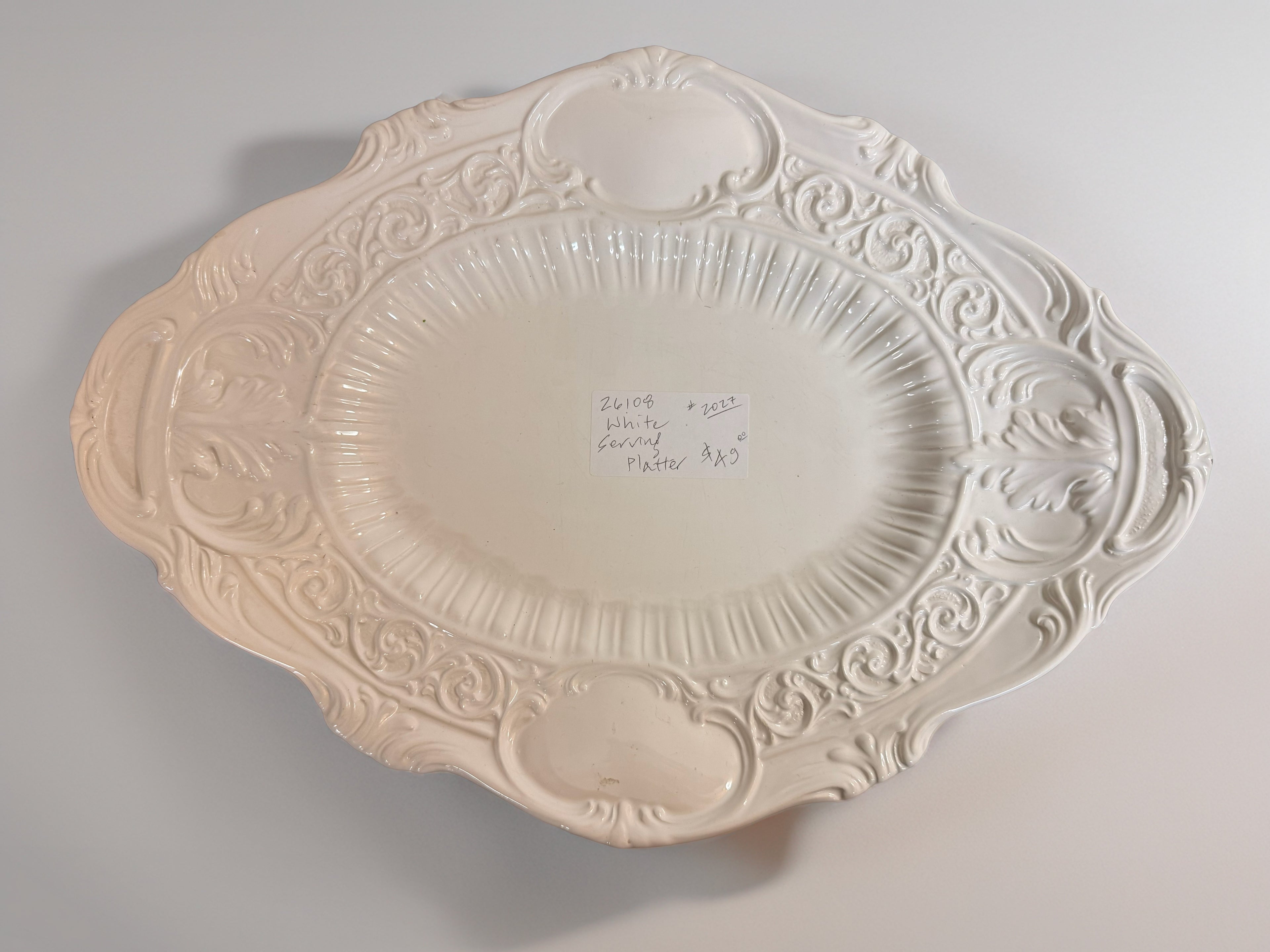 Large White Ceramic Serving Platter