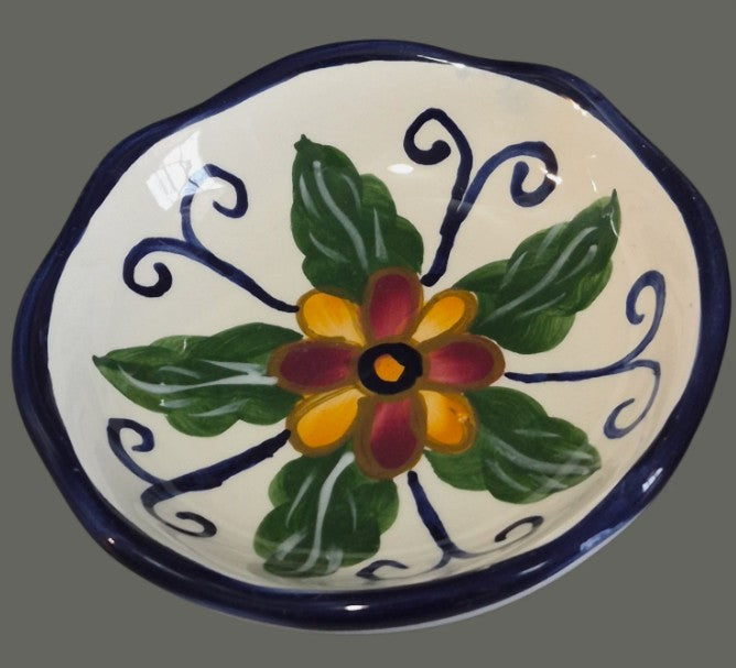 Seven Piece Whole Home Painted Talavera Style Olive Oil Dipping Set — vintage item from Guest House Vintage Treasures (view 2)