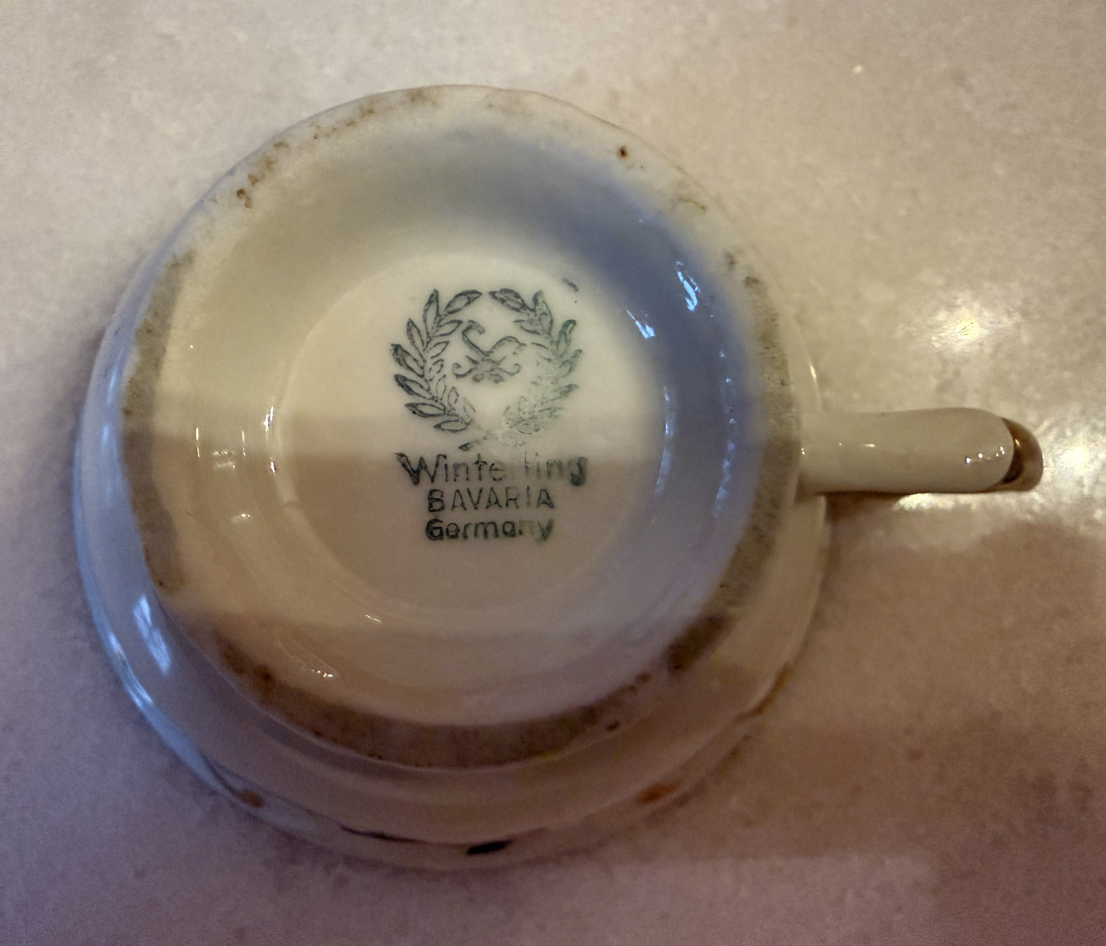 Winterling Bavaria Cobalt Rose Teacup & Saucer | Vintage Gold Porcelain