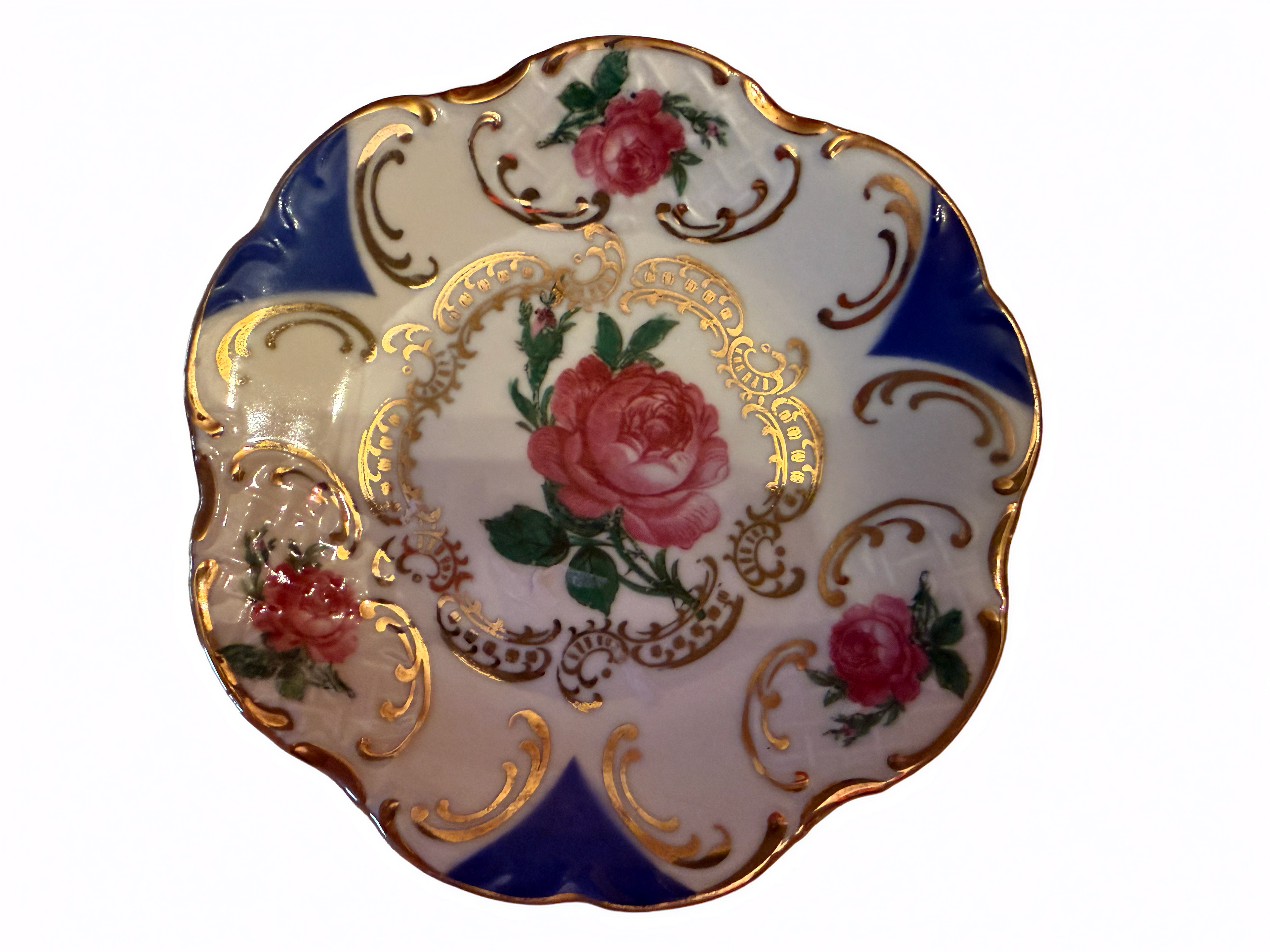 Winterling Bavaria Cobalt Rose Teacup & Saucer | Vintage Gold Porcelain