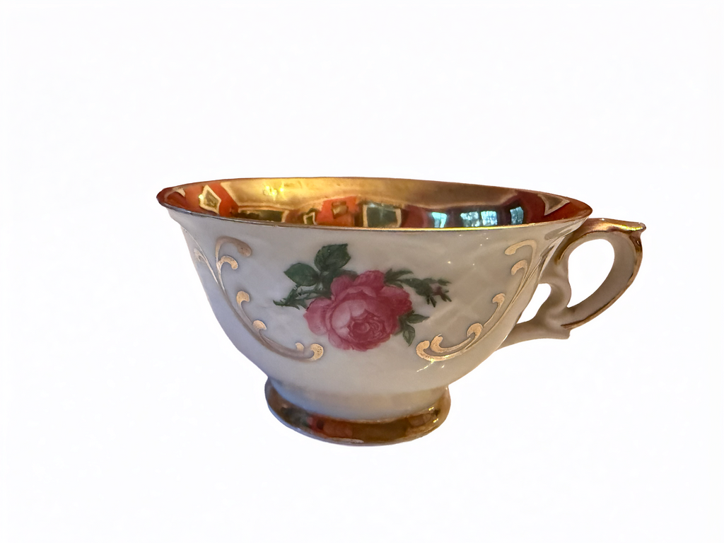 Winterling Bavaria Cobalt Rose Teacup & Saucer | Vintage Gold Porcelain