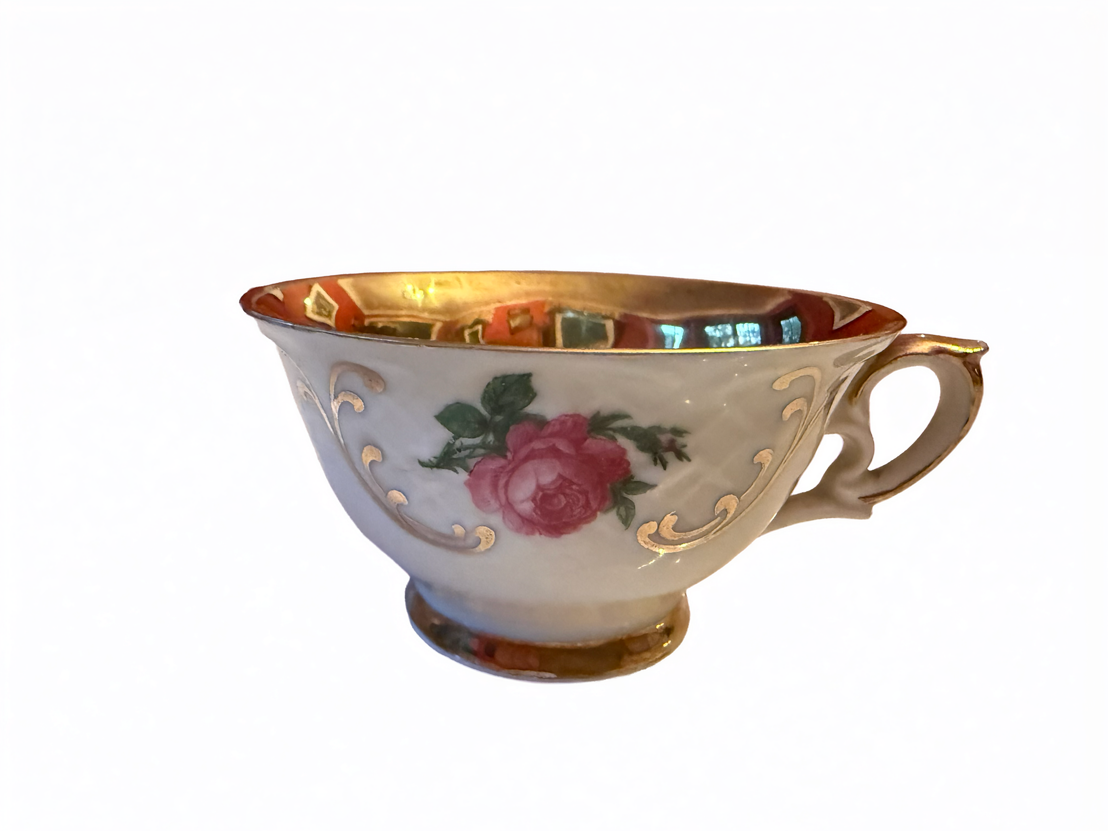 Winterling Bavaria Cobalt Rose Teacup & Saucer | Vintage Gold Porcelain