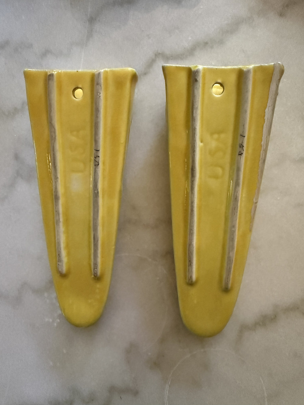 McCoy Pottery Wall Pocket Vase with Yellow Daffodils | 6.5" Ceramic Floral Wall Decor